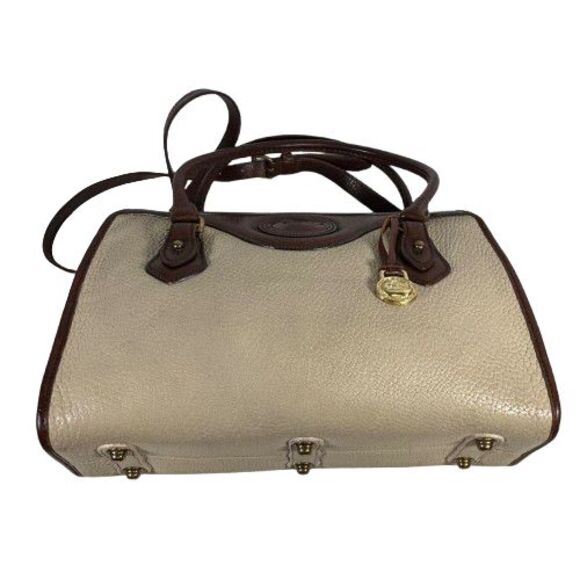 Dooney Bourke All Weather Leather Bone Brown Satchel Handbag Shoulder Bag Purse - Picture 14 of 16